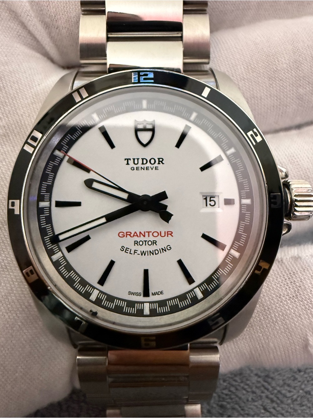 TUDOR Grantour 20500N 42mm Stainless Steel White Dial Black Bezel Automatic